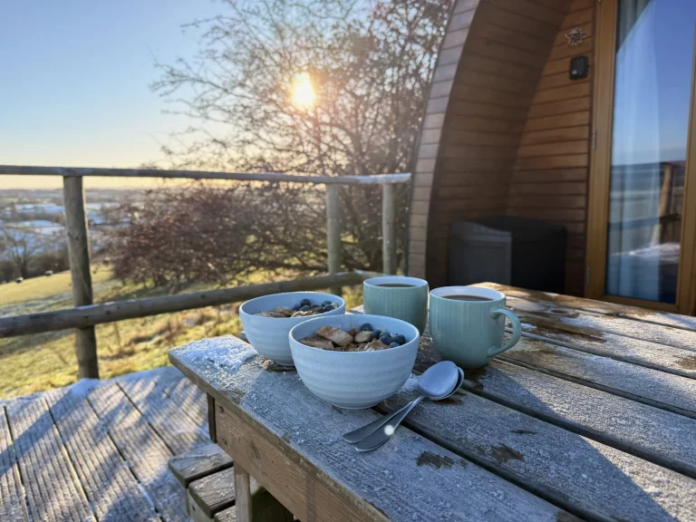 Breakfast in Bluebell Pod | Peak District Glamping Retreat