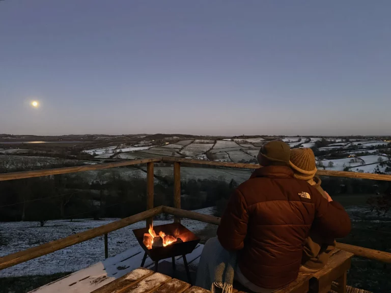 Firepit at Bluebell Pod | Couples retreat Peak District | Star gazing Peak District