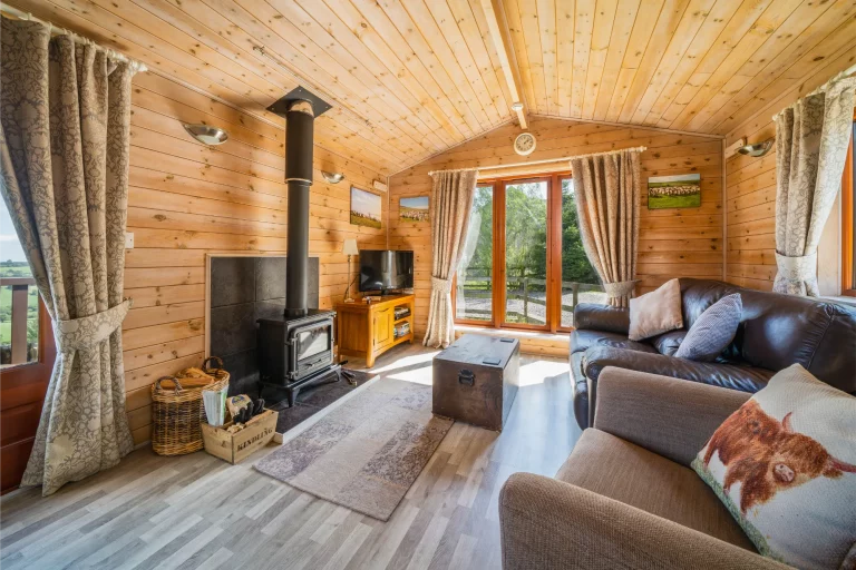 Ewe Lodge log burner | Lodge with log burner Peak District