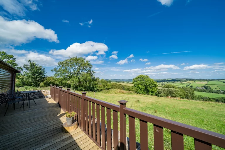Ewe Lodge Balcony | Peak District Farm | Dog friendly cabin